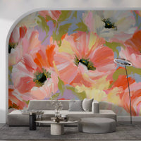 Fresque murale de jardin de coquelicots impressionniste