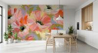 Fresque murale de jardin de coquelicots impressionniste