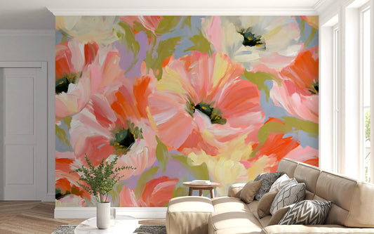 Impressionist Poppy Garden Wall Mural