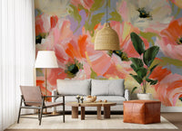 Fresque murale de jardin de coquelicots impressionniste