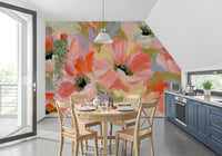 Fresque murale de jardin de coquelicots impressionniste