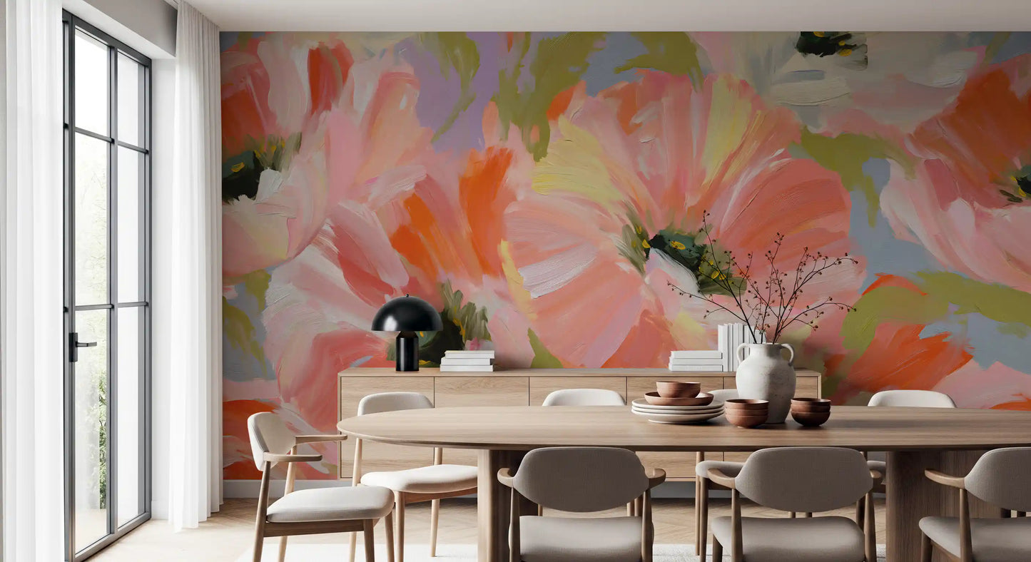 Fresque murale de jardin de coquelicots impressionniste