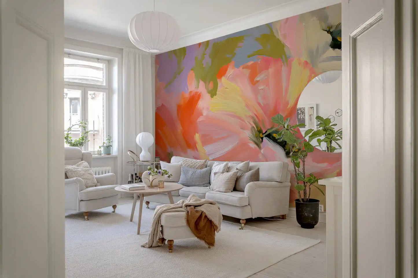 Fresque murale de jardin de coquelicots impressionniste