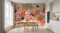Fresque murale de jardin de coquelicots impressionniste
