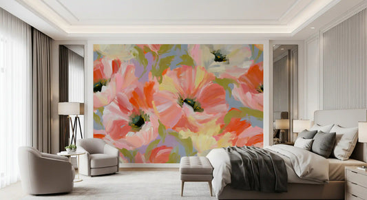 Impressionist Poppy Garden Wall Mural