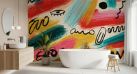 Lebendiges abstraktes Pinselstrich-Expressions-Wandbild