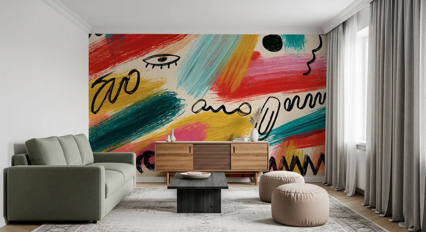 Lebendiges abstraktes Pinselstrich-Expressions-Wandbild