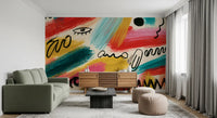 Lebendiges abstraktes Pinselstrich-Expressions-Wandbild