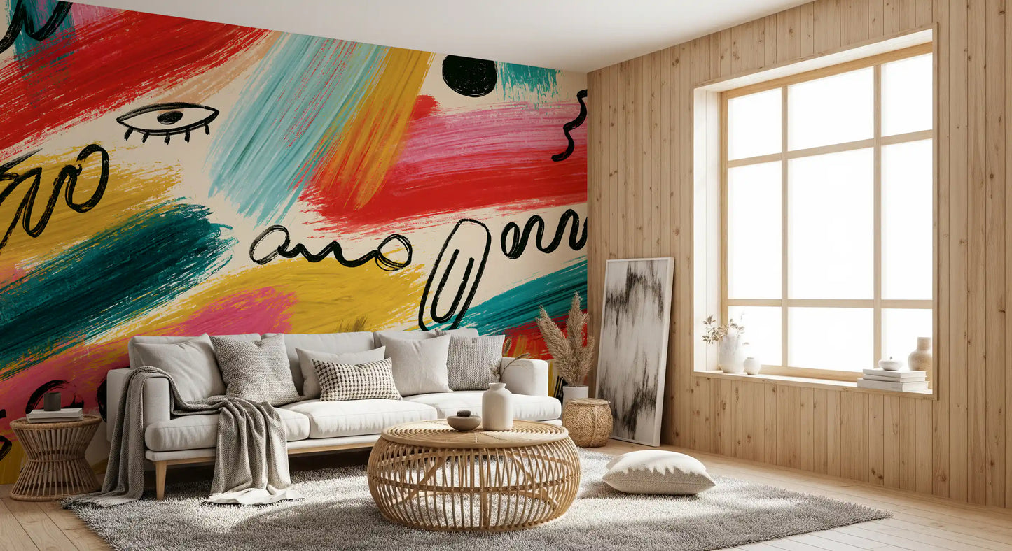 Lebendiges abstraktes Pinselstrich-Expressions-Wandbild