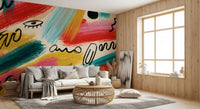Lebendiges abstraktes Pinselstrich-Expressions-Wandbild