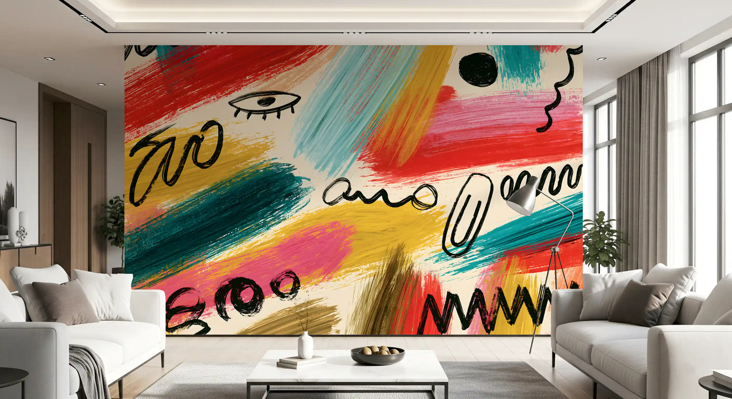 Lebendiges abstraktes Pinselstrich-Expressions-Wandbild