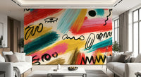 Lebendiges abstraktes Pinselstrich-Expressions-Wandbild