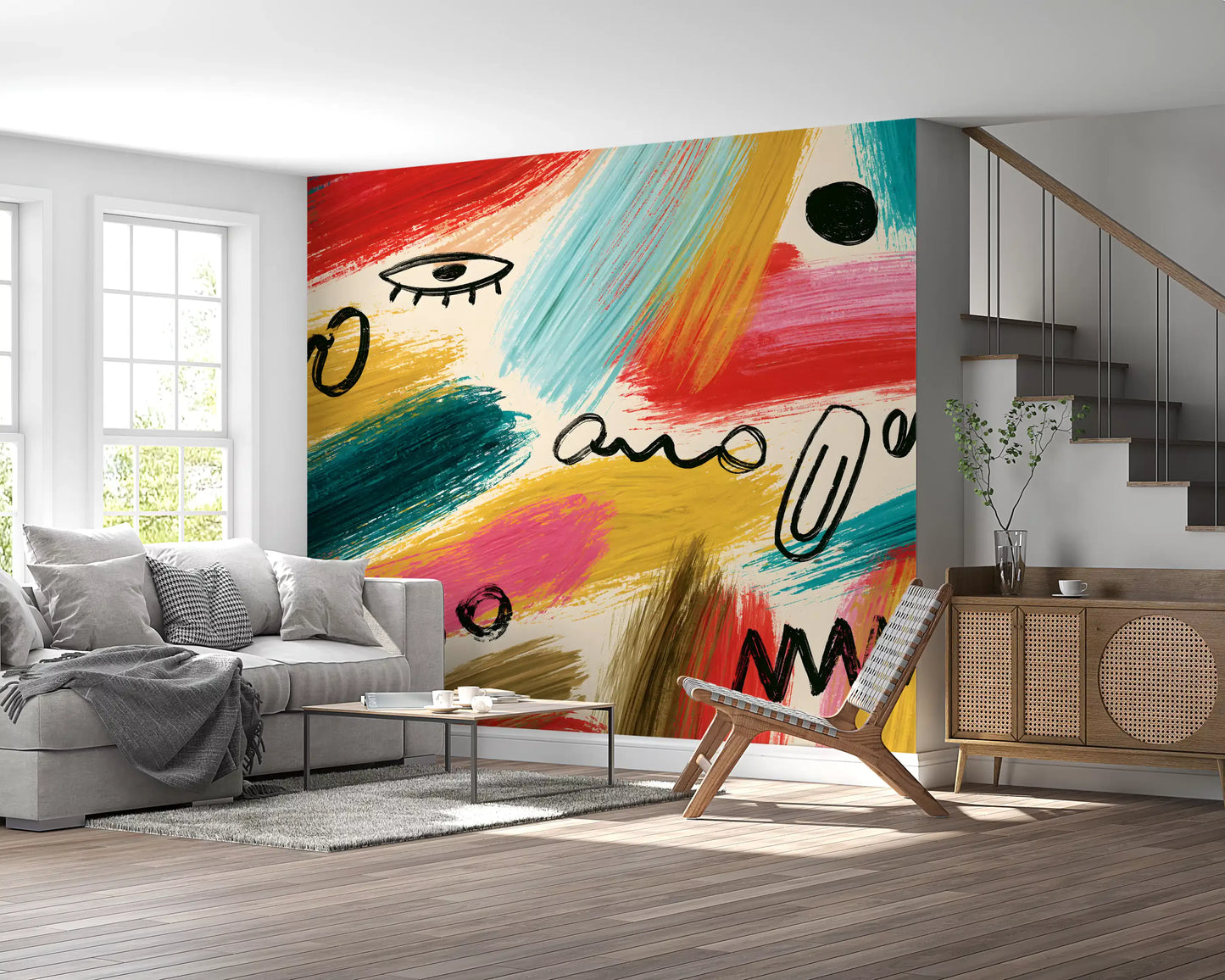 Lebendiges abstraktes Pinselstrich-Expressions-Wandbild