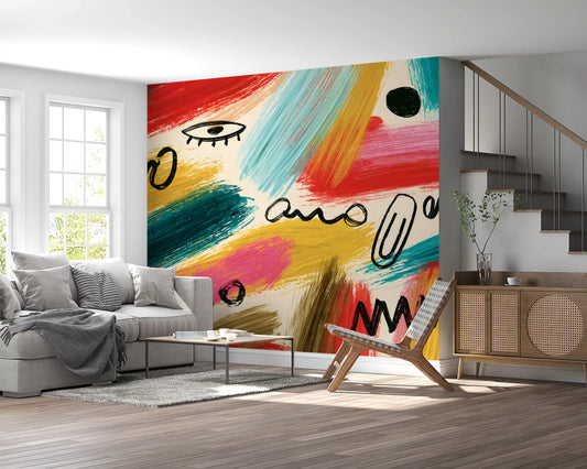 Lebendiges abstraktes Pinselstrich-Expressions-Wandbild