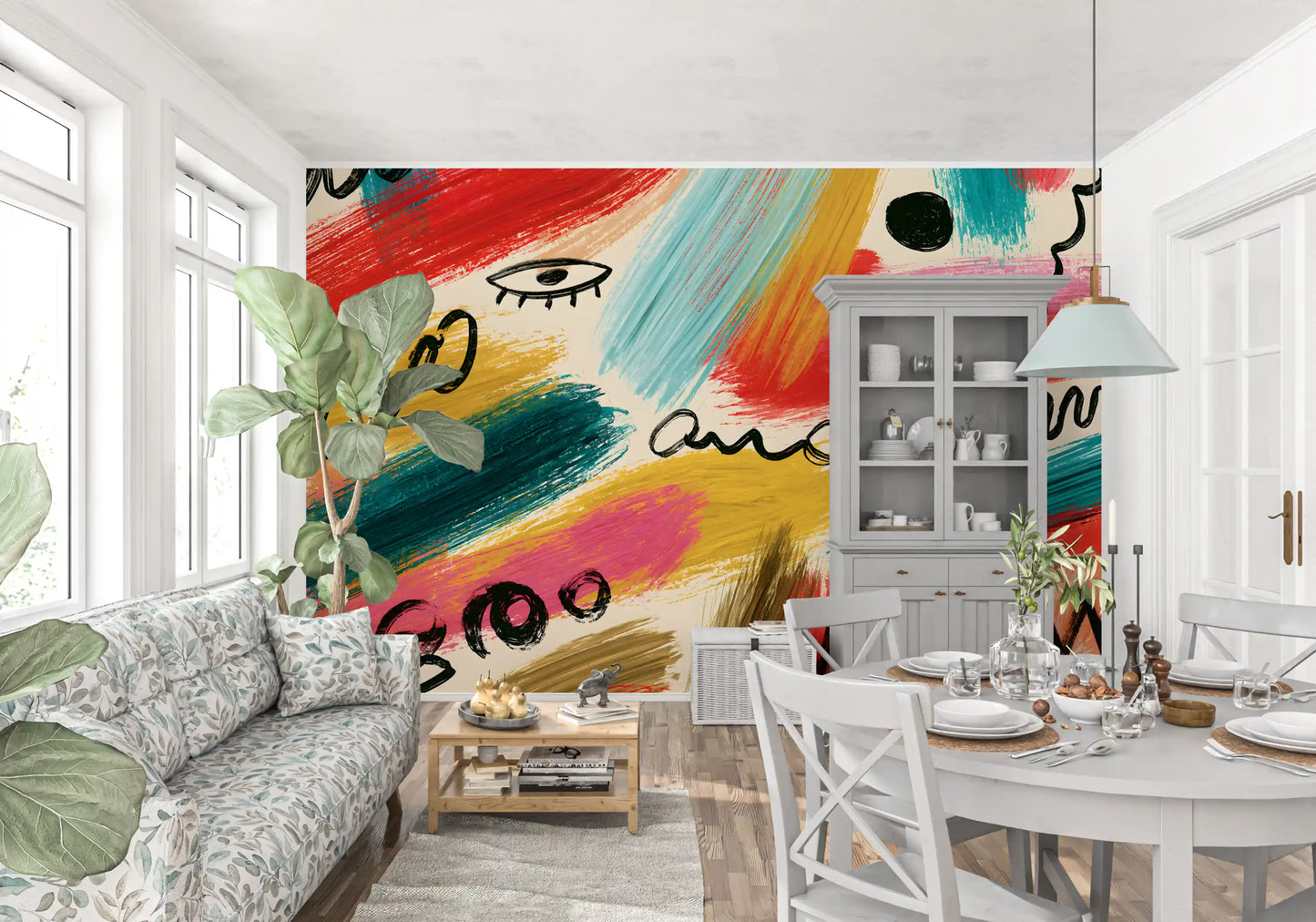 Lebendiges abstraktes Pinselstrich-Expressions-Wandbild