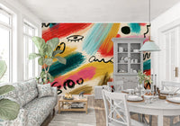 Lebendiges abstraktes Pinselstrich-Expressions-Wandbild