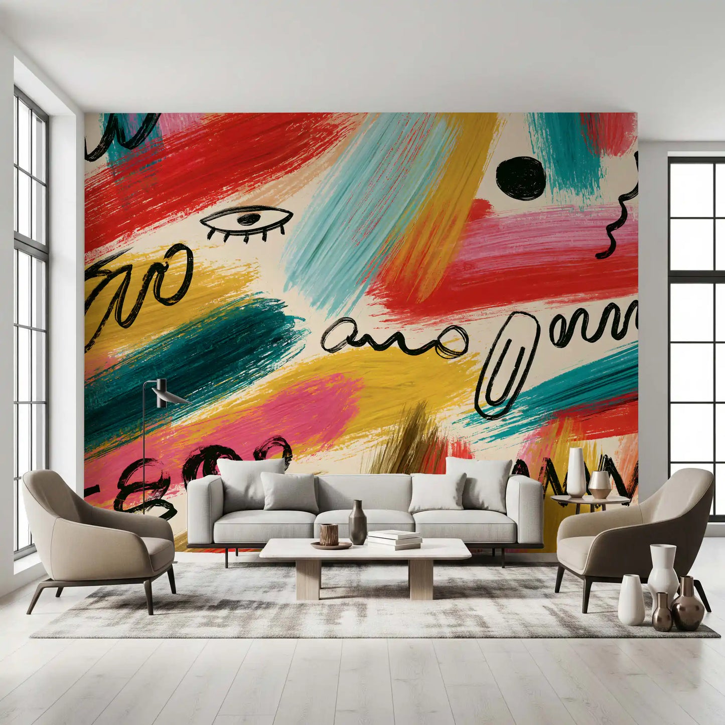 Lebendiges abstraktes Pinselstrich-Expressions-Wandbild