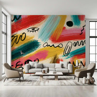 Lebendiges abstraktes Pinselstrich-Expressions-Wandbild