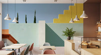 Minimalistische mediterrane geometrische Fassaden-Wandmalerei