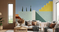 Minimalistische mediterrane geometrische Fassaden-Wandmalerei