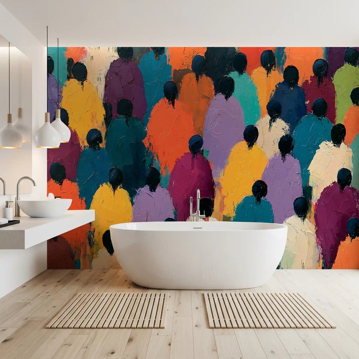 Fototapeta ścienna „Impasto Figures in Vibrant Hues”