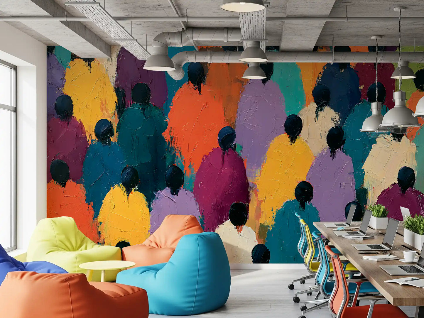 Fototapeta ścienna „Impasto Figures in Vibrant Hues”
