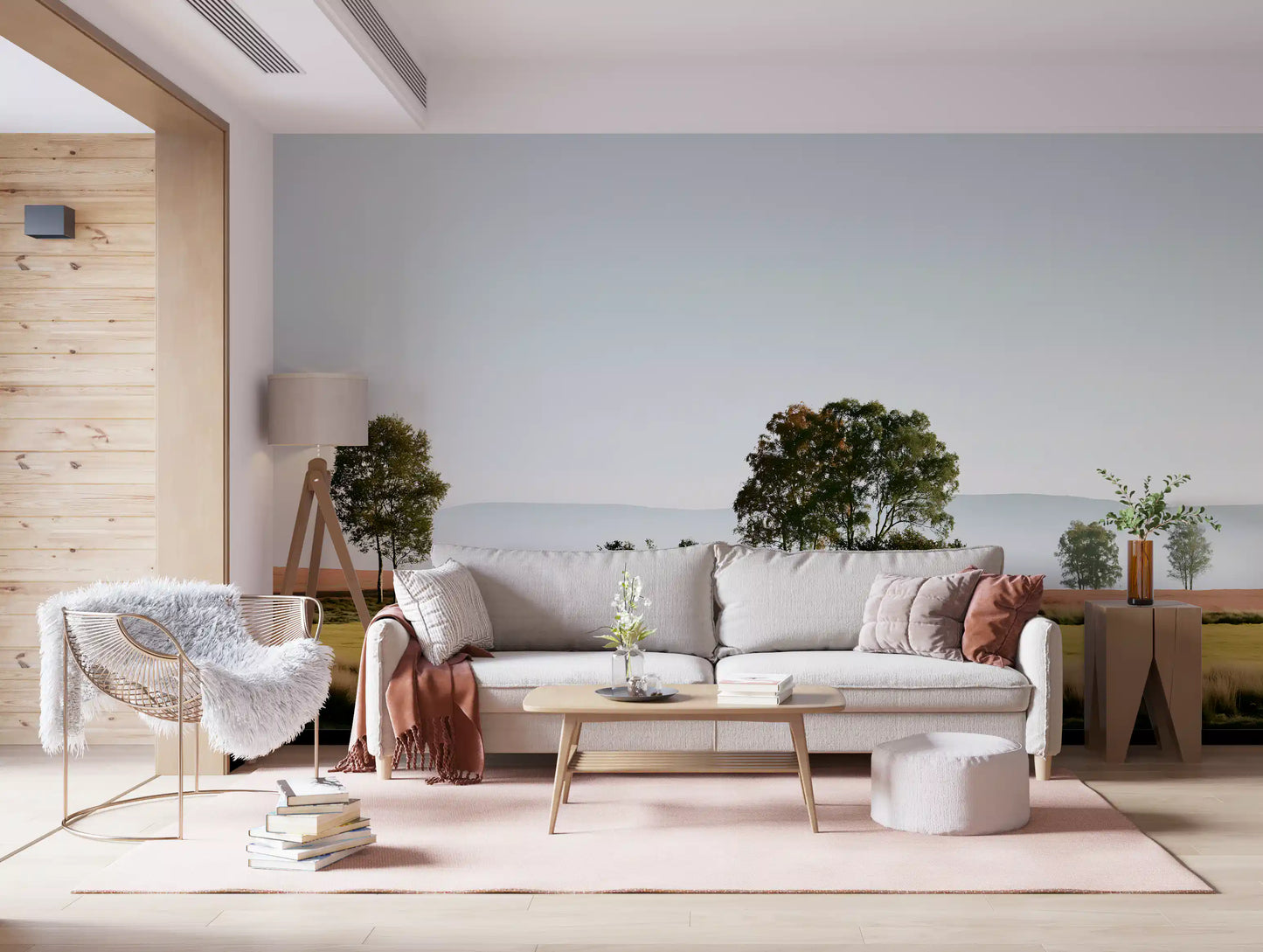 Fresque murale paysagère « Horizon brumeux au matin »