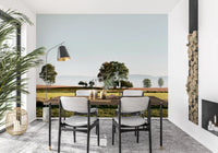 Fresque murale paysagère « Horizon brumeux au matin »
