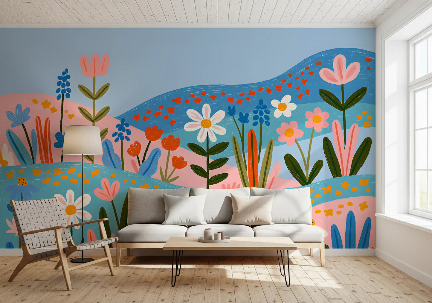 Bohemische Frühlingswiese-Landschaft als Wandbild