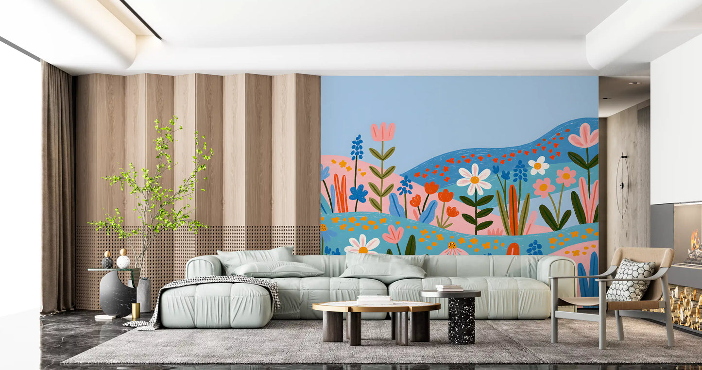 Bohemische Frühlingswiese-Landschaft als Wandbild