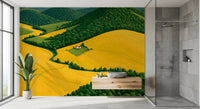 Mural de parede Pastoral Harmony dourado e verde