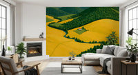 Mural de parede Pastoral Harmony dourado e verde