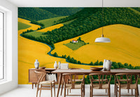Mural de parede Pastoral Harmony dourado e verde