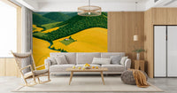Mural de parede Pastoral Harmony dourado e verde