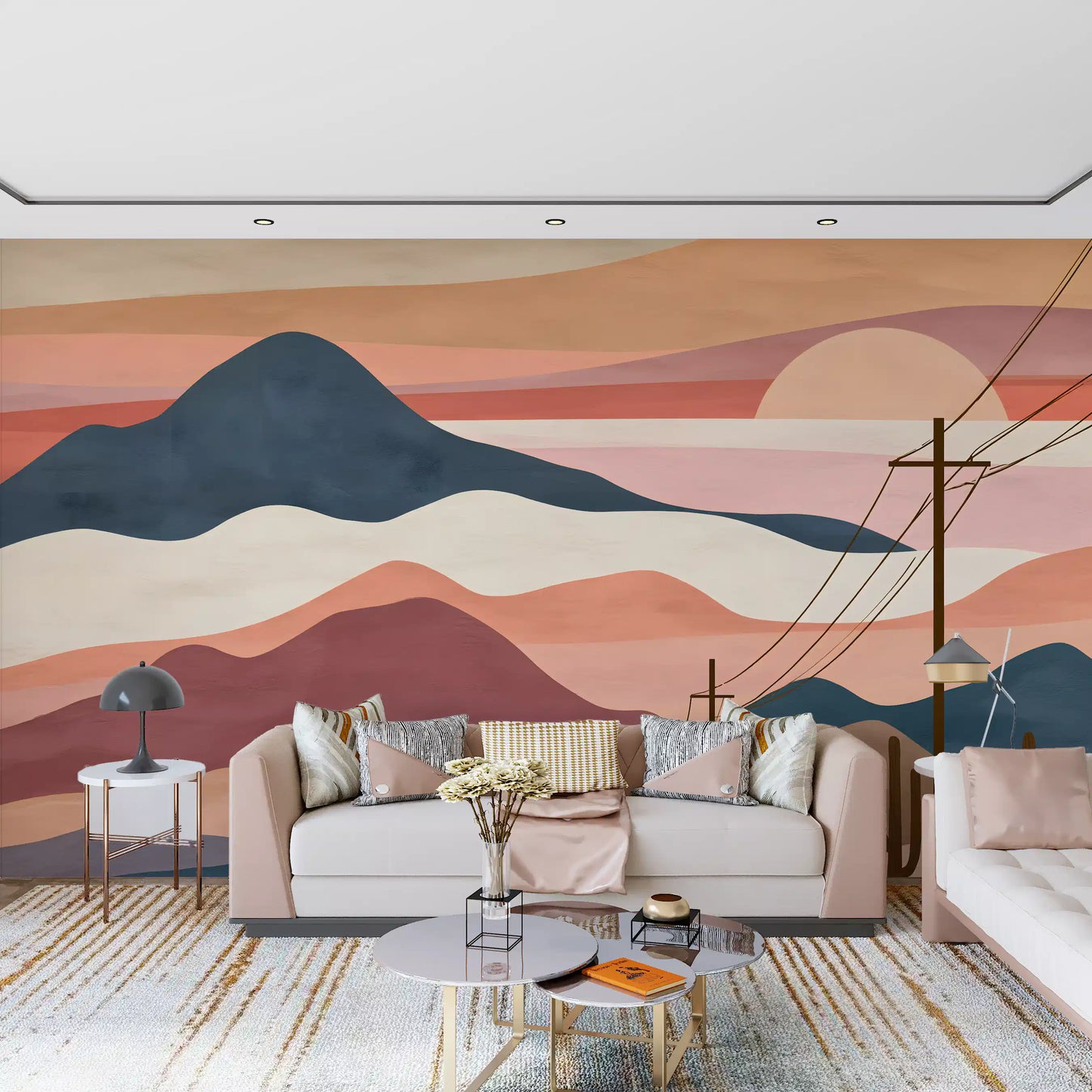 Wüsten-Sonnenuntergang-Berglandschaft-Wandbild