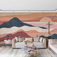 Wüsten-Sonnenuntergang-Berglandschaft-Wandbild