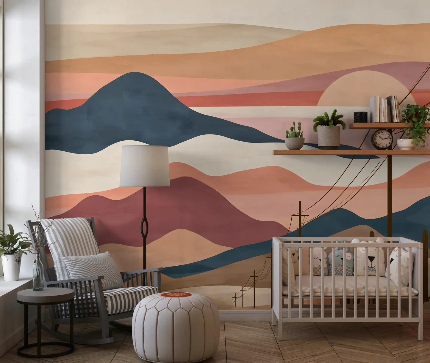 Wüsten-Sonnenuntergang-Berglandschaft-Wandbild