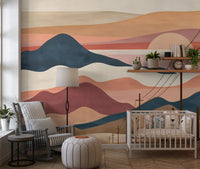 Wüsten-Sonnenuntergang-Berglandschaft-Wandbild