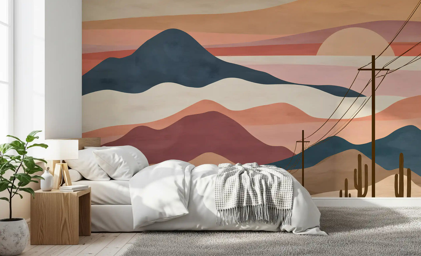 Wüsten-Sonnenuntergang-Berglandschaft-Wandbild