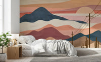 Wüsten-Sonnenuntergang-Berglandschaft-Wandbild