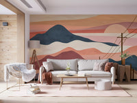 Wüsten-Sonnenuntergang-Berglandschaft-Wandbild