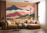 Wüsten-Sonnenuntergang-Berglandschaft-Wandbild