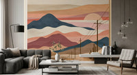 Wüsten-Sonnenuntergang-Berglandschaft-Wandbild