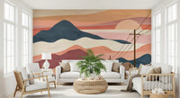 Wüsten-Sonnenuntergang-Berglandschaft-Wandbild
