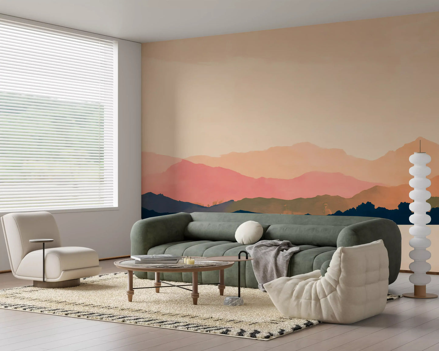 Serene Sunset Mountain Peaks Wall Mural