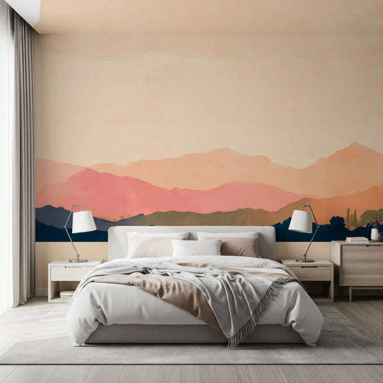 Wandbild „Ruhige Berggipfel im Sonnenuntergang“