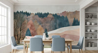Rustikales Herbsttal mit Hütte – Wandbild