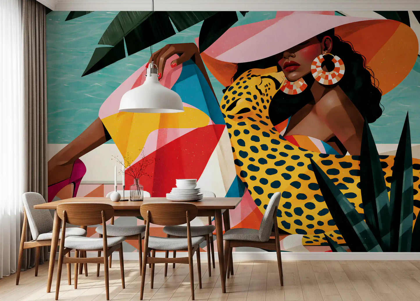 Chic Summer Leisure Illustration Wall Mural