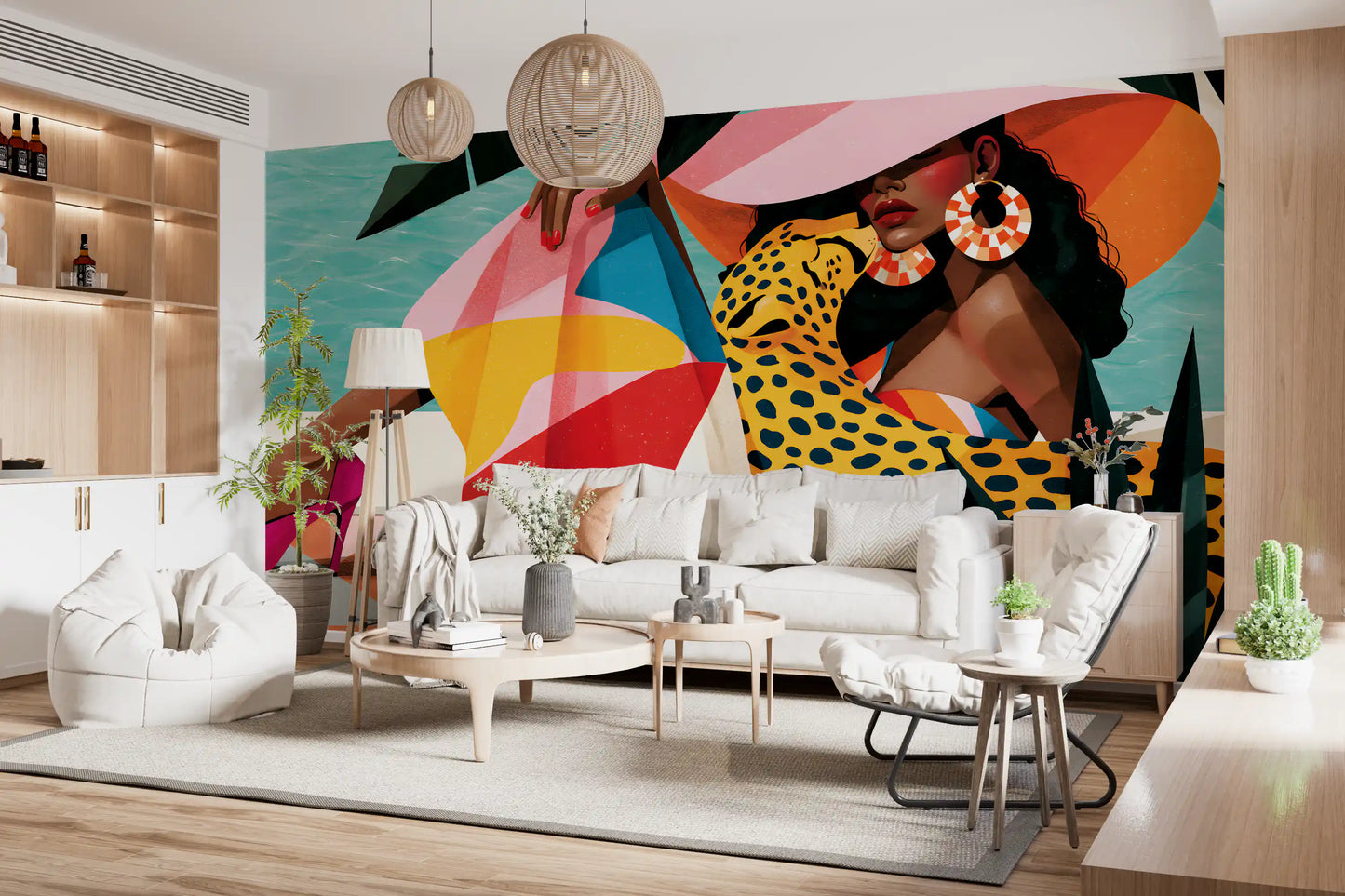 Chic Summer Leisure Illustration Wall Mural