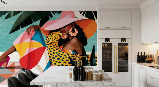 Chic Summer Leisure Illustration Wall Mural